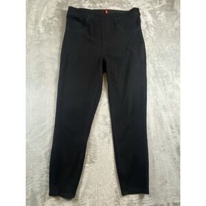 Spanx Women's Jeans Sz Large Straight Ankle Black Leggings Elastic Waist Pull On